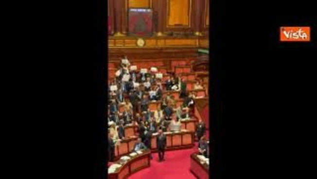 "Con noi le preferenze, con loro zero preferenze", i cartelli di FdI in Senato su legge elettorale