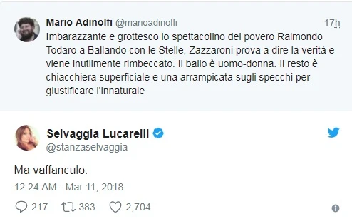 Selvaggia Lucarelli, Mario Adinolfi critica Ballando con le stelle e lei lo inchioda: "Ma vaffanculo"
