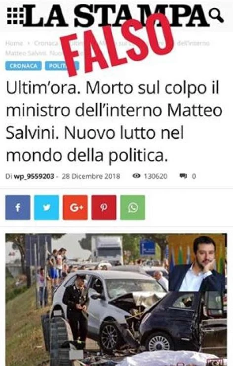 "Matteo Salvini morto in un incidente stradale". Schifo italiano, la foto sconcertante