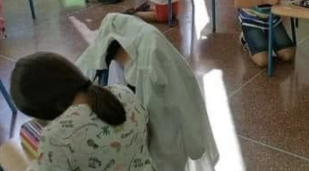 Lucia Azzolina, la foto agghiacciante di Toti: "Bambini senza banchi, scrivono in ginocchio"