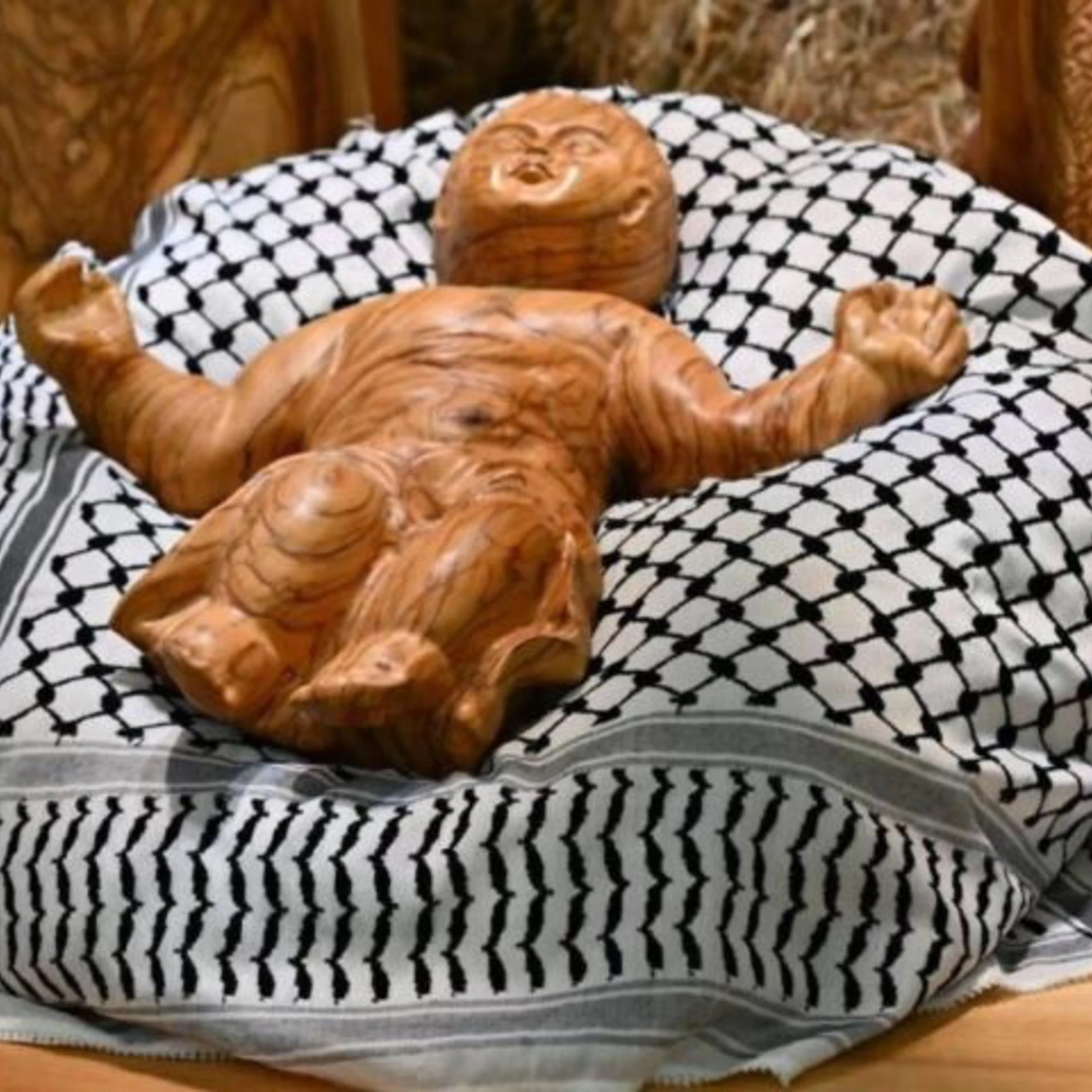 Finisce l'epoca del Bambin Gesù con la kefiah