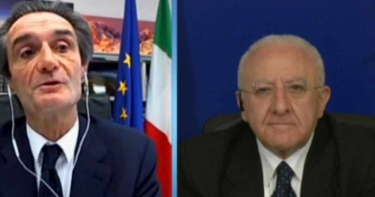 Porta a Porta, lo scontro tra Vincenzo De Luca e Attilio Fontana: "Serve prudenza", "Lo deciderà il governo"