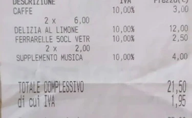 Ischia, scontrino-choc in pasticceria: quanto addebitano per... il piano bar