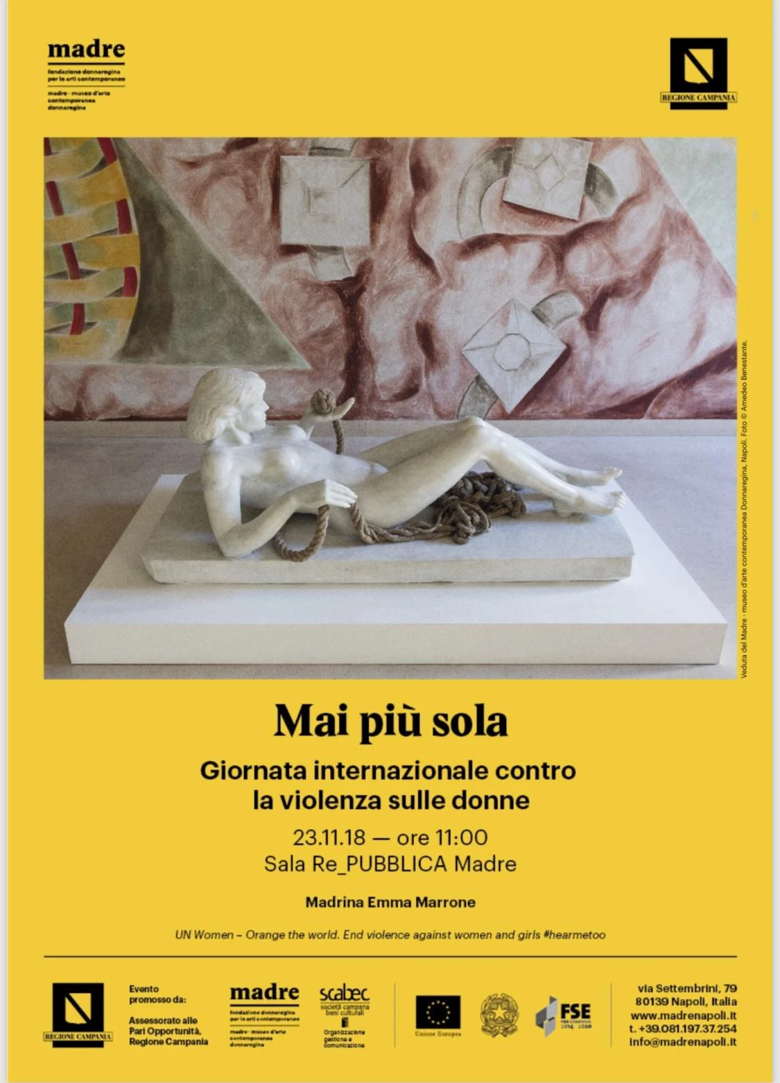 "Mai più sola". Emma al museo Madre di Napoli per la giornata contro la violenza sulle donne