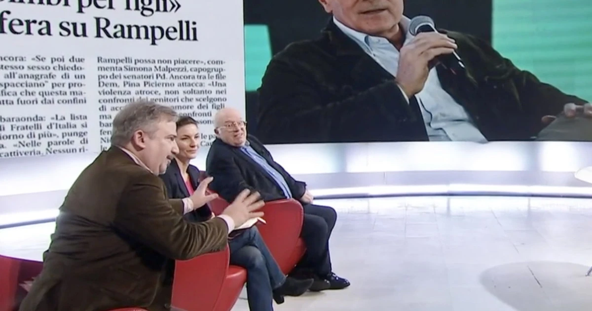 L'aria che tira, scontro Telese-Storace: "Sa come nasce un figlio?", "Statte zitto"