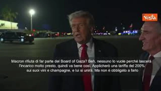 Board of Gaza, Trump: Macron? Nessuno lo vuole. Applicherò dazi 200% su suoi vini e champagne