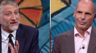 DiMartedì, Alessandro Giuli annichilisce Varoufakis: "Con le ossa rotte"