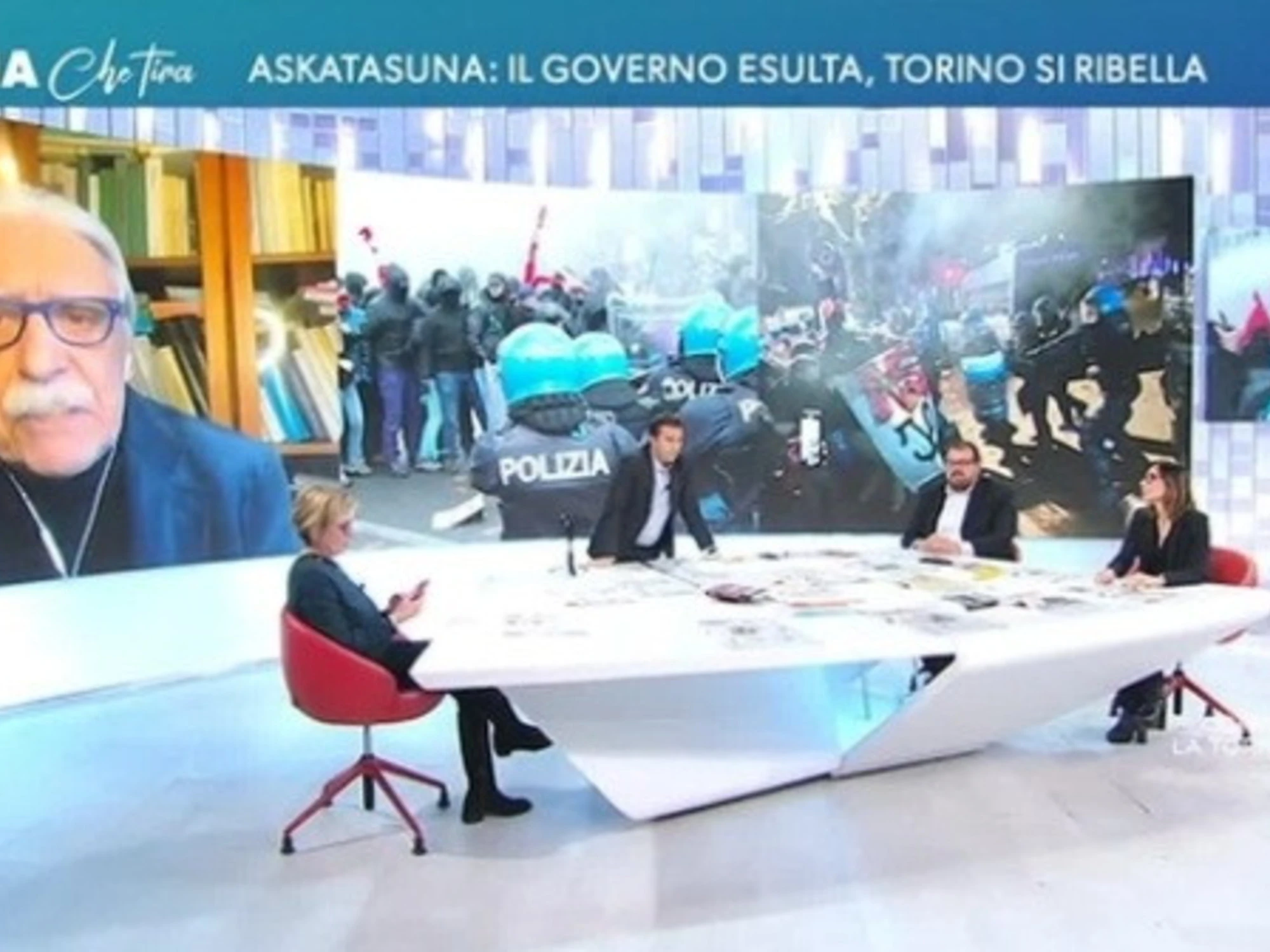 Askatasuna, Marco Revelli-choc a L'aria che tira: delirio rosso e caos in studio