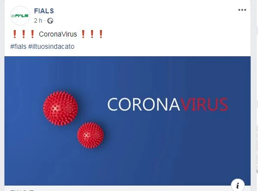Coronavirus, l'impegno di Fials per contrastare la diffusione del contagio