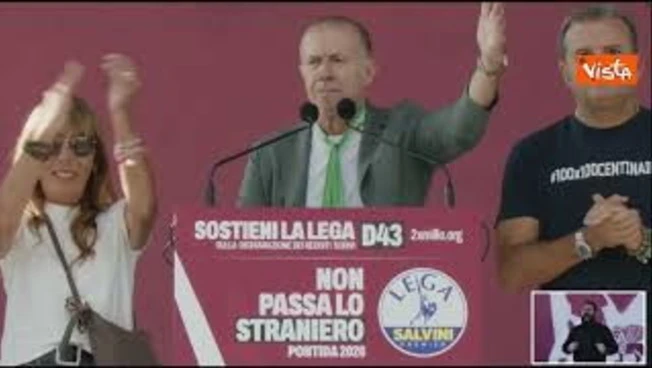 Romeo sul palco di Pontida: Viva la Lega, sempre. Facciamo risaltare la squadra, è concetto vincente
