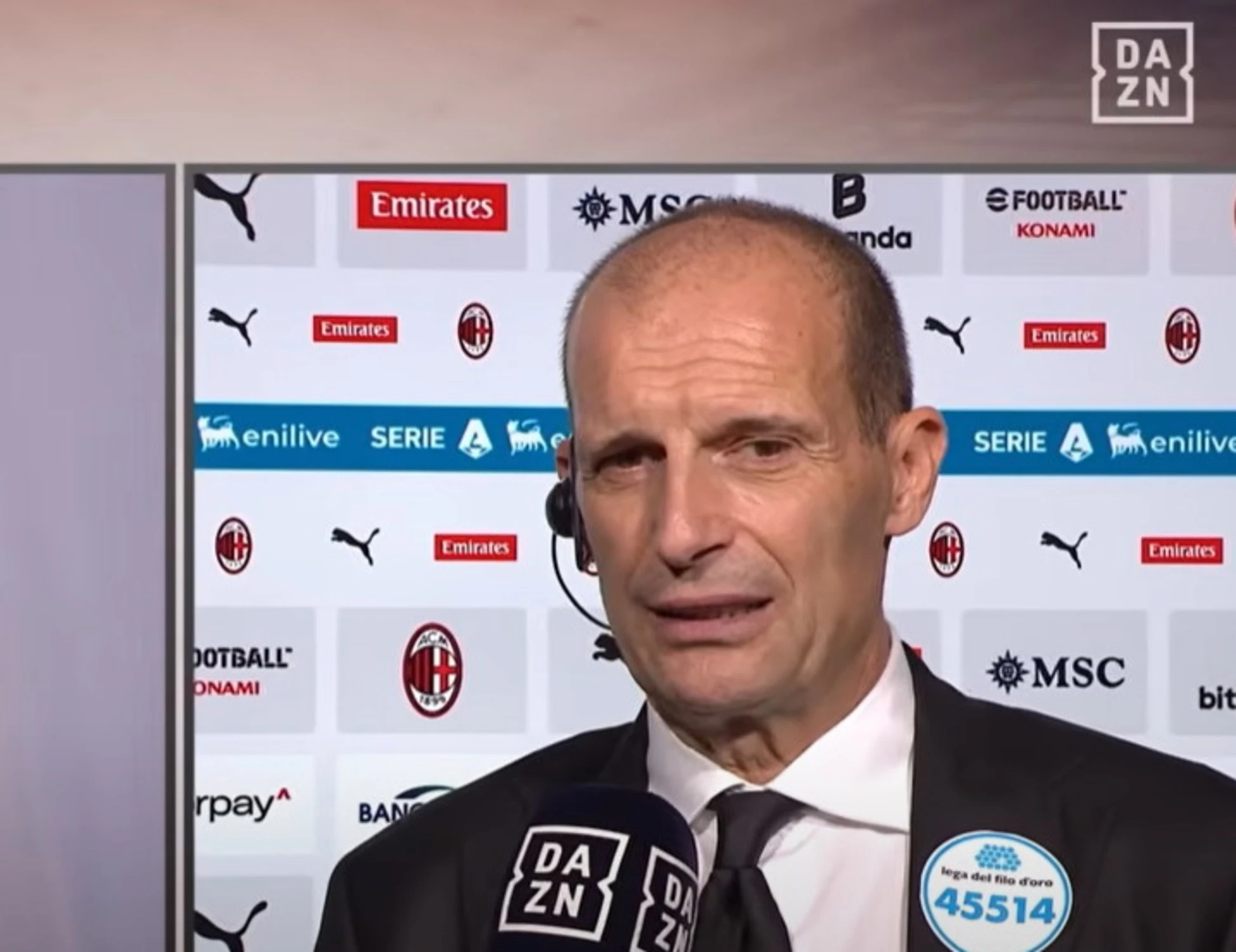 Milan, Allegri gela Vieri in diretta su Dazn: "Se avevo te in panchina..."