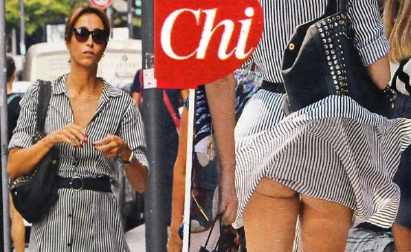Benedetta Parodi, in strada si alza il vento e il suo vestitino... Si vede tutto