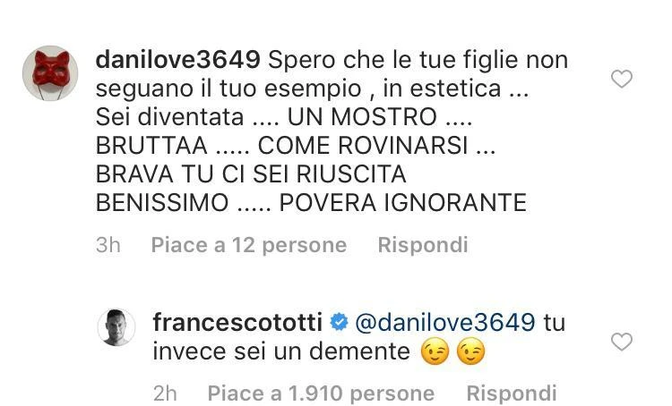 Ilary Blasi insultata dall'hater, ma c'è Francesco Totti: scatta il massacro