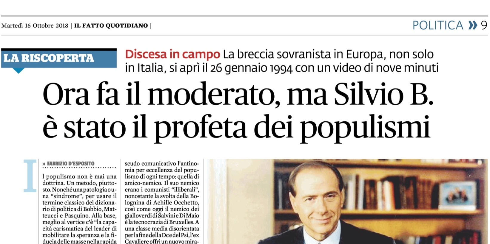 Silvio Berlusconi, su Il Fatto Quotidiano una intera pagina di insulti al Cavaliere