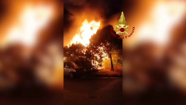 Un incendio distrugge un centro di autodemolizione nel Milanese