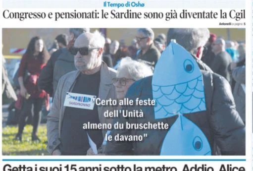 Sardine, Osho e la differenza con la Festa dell'Unità: "Là, almeno...", frase rubata in piazza due anziani
