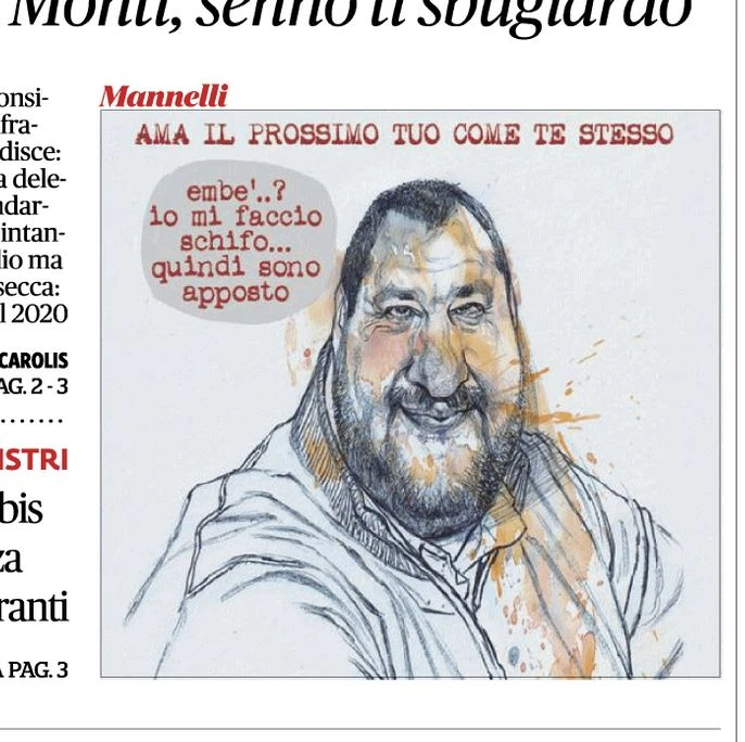 Matteo Salvini, la vignetta di Mannelli sul Fatto: "Mi faccio schifo da solo, quindi...". La manganellata