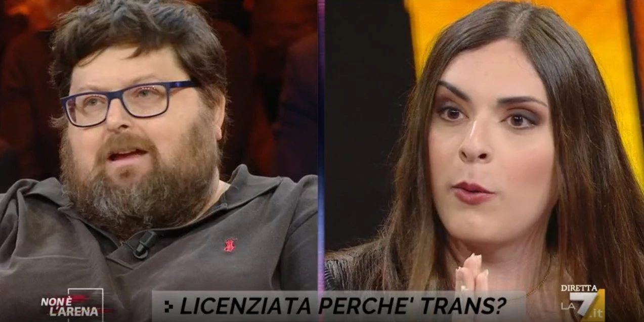 Non è l'arena, Mario Adinolfi alla maestra trans: "Ti lamenti di essere stata licenziata ma non dici che..."