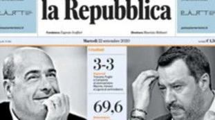 Repubblica, la prima pagina che trasuda ossessione contro Matteo Salvini: allineati con Zingaretti, l'obiettivo della sinistra non è vincere