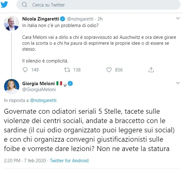 Nicola Zingaretti contro Giorgia Meloni tira in ballo Auschwitz, la replica: "Volete dare lezioni?"