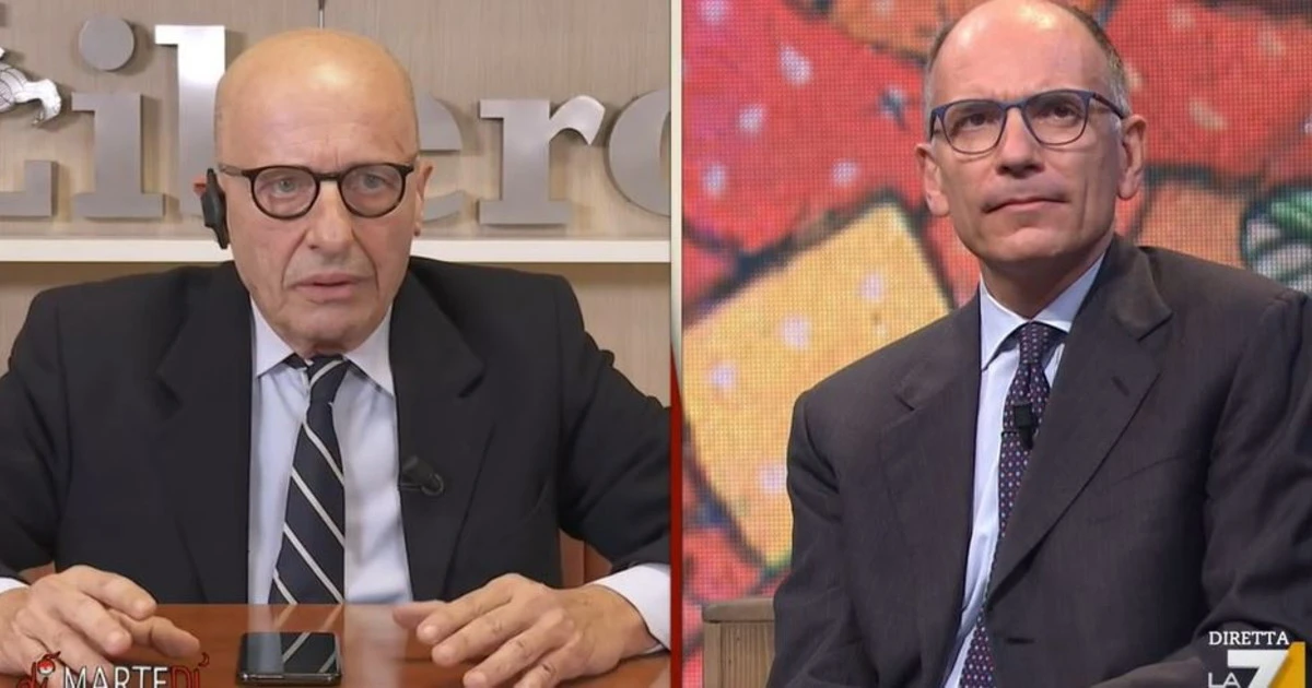 DiMartedì, Alessandro Sallusti gela Enrico Letta: "Mi chiedo perché devo farle i complimenti"