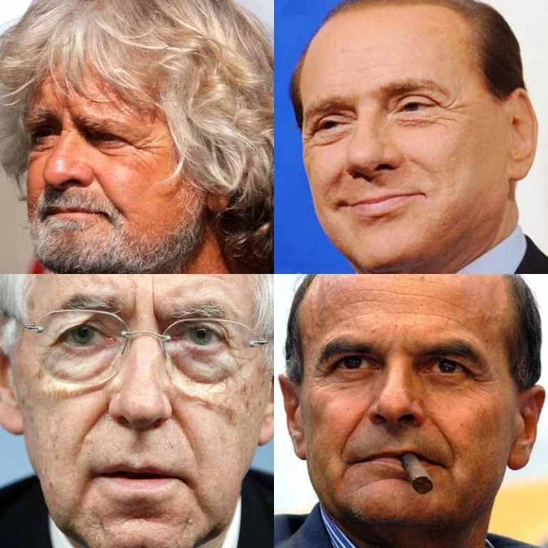 Grillo, Berlusconi, Monti e Bersani