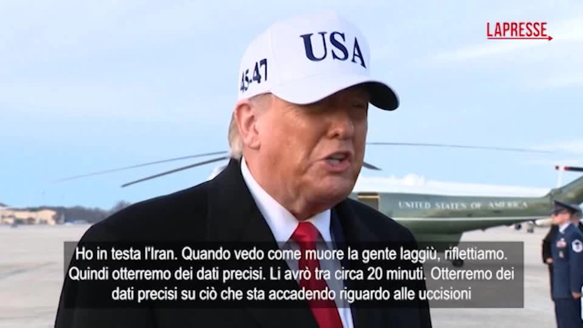 Iran, Trump: "Preoccupato per i morti, agirò di conseguenza"