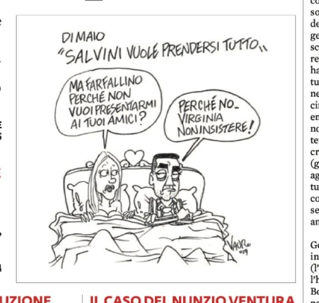 Luigi Di Maio, Vauro lo umilia anche in camera da letto: Virginia, Salvini e le corna