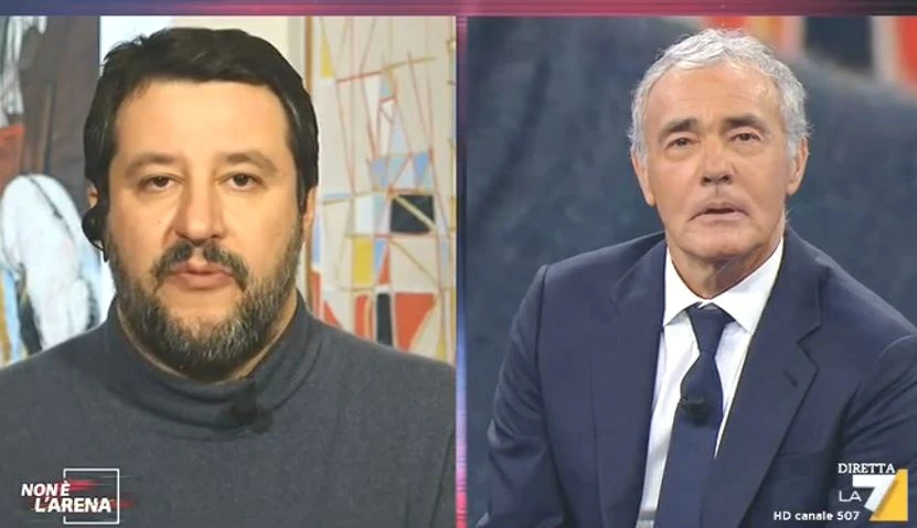 Non è l'arena, Matteo Salvini: "Luigi Di Maio dice fesserie, voto un grillino alla Commissione sulle banche"