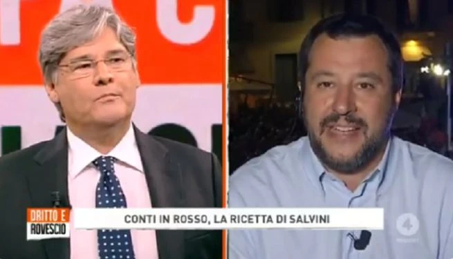 Dritto e Rovescio, il record di Matteo Salvini da Paolo Del Debbio: guerra a PiazzaPulita di Corrado Formigli