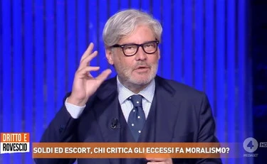 Escort, Del Debbio scatenato a Dritto e Rovescio: "Io e Cacciari prendiamo un pullman e..."