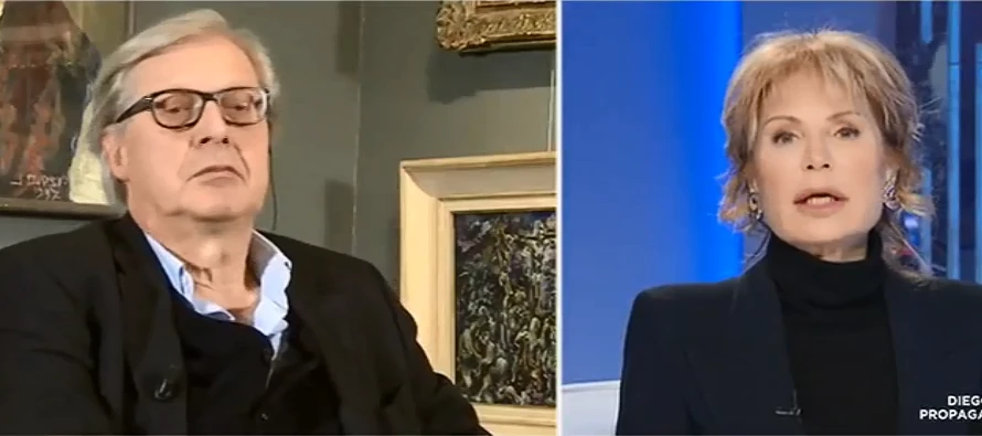 Vittorio Sgarbi, panico a Otto e Mezzo: "L'inchiesta sul figlio di Grillo...". Lilli Gruber: "Non ne parliamo"