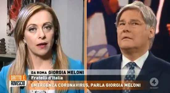 Dritto e Rovescio, Giorgia Meloni stronca Conte: "Ci dicevano razzisti e allarmisti, ora c'è l'apocalisse"