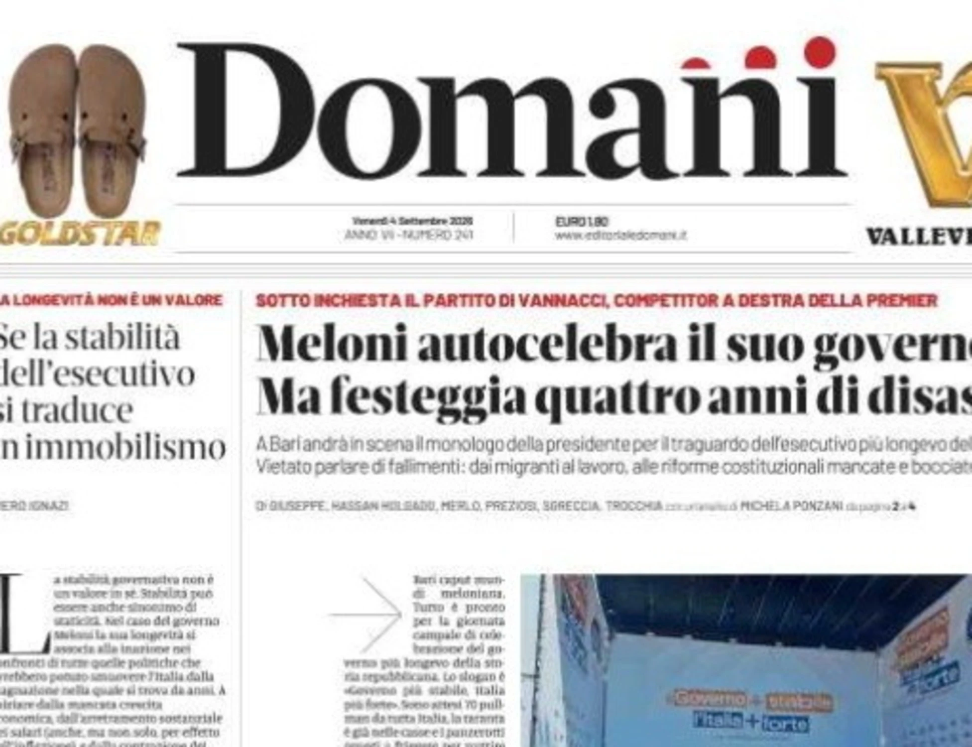Meloni da record e il Domani rosica: tre pagine di puro fango