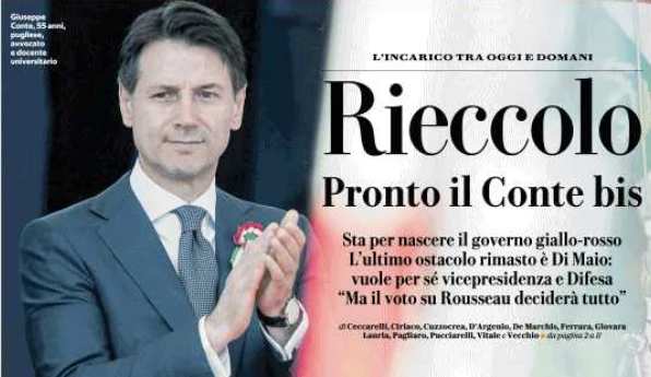 Repubblica ha un po' di sale in zucca: prima pagina da ovazione. Anche la sinistra è contraria all'inciucio