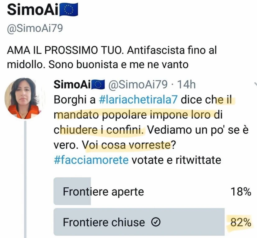 Matteo Salvini sfotte l'antifascista: il sondaggio-kamikaze sui porti chiusi