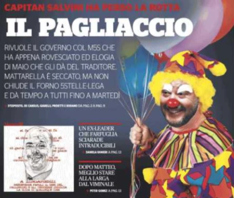 Marco Travaglio, disgusto in prima pagina: "Salvini pagliaccio". Il direttore consiglia il suicidio al M5s?