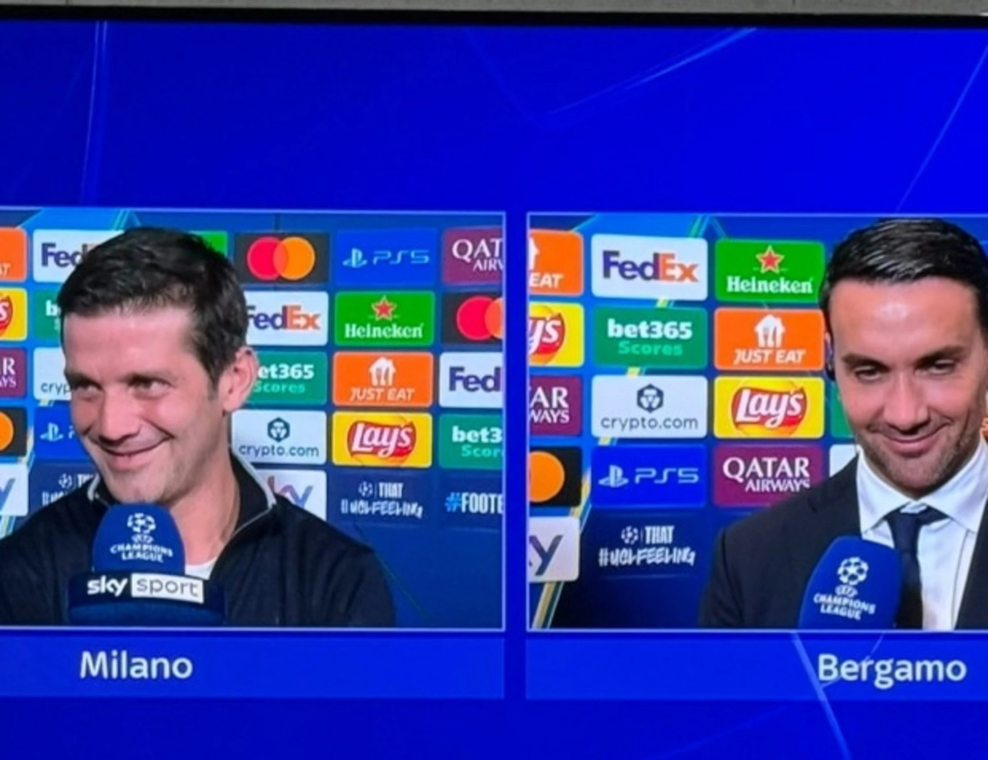 Inter-Liverpool, irruzione di Palladino in diretta tv: Chivu di sasso