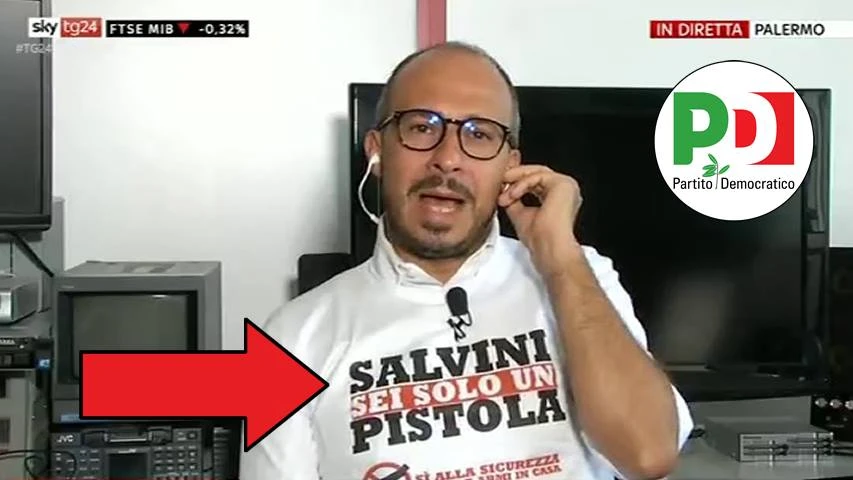 Matteo Salvini, la buffonata del senatore piddino Faraone: in tv con la maglietta di insulti al leghista