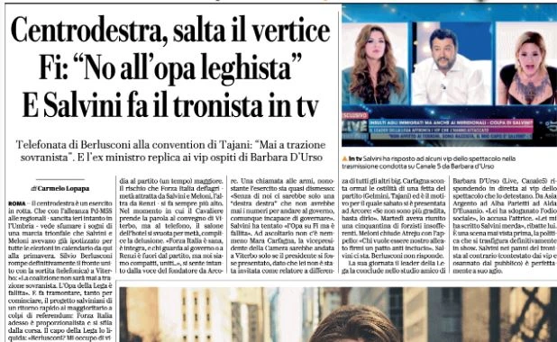 Matteo Salvini da Barbara D'Urso, l'attacco di Repubblica: "Fa il tronista in tv"