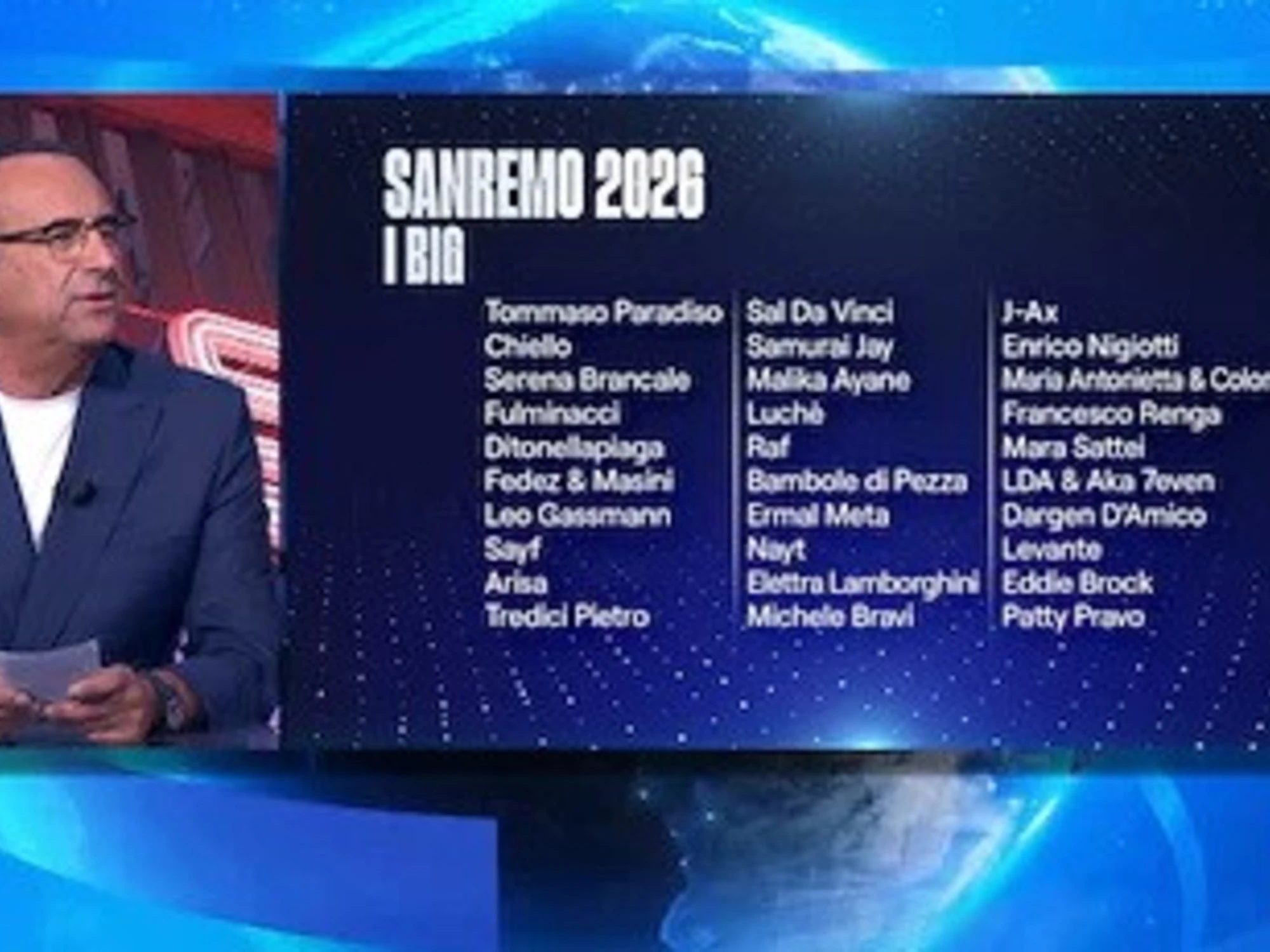 Sanremo 2026, Carlo Conti annuncia i big in gara: i 30 nomi, c'è Tommaso Paradiso