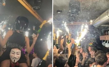 Crans-Montana, le foto drammatiche: la ragazza col casco sulle spalle innesca l'inferno con le bottiglie scintillanti a Capodanno