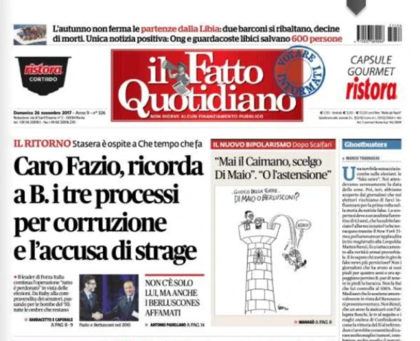Marco Travaglio, appello a Fabio Fazio sul Fatto Quotidiano: "Stasera ricorda a Silvio Berlusconi i processi"