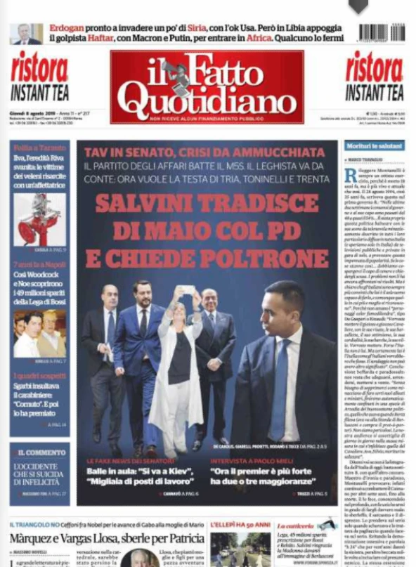 Marco Travaglio, falso in prima pagina sul Fatto Quotidiano: niente inciucio Lega-Pd