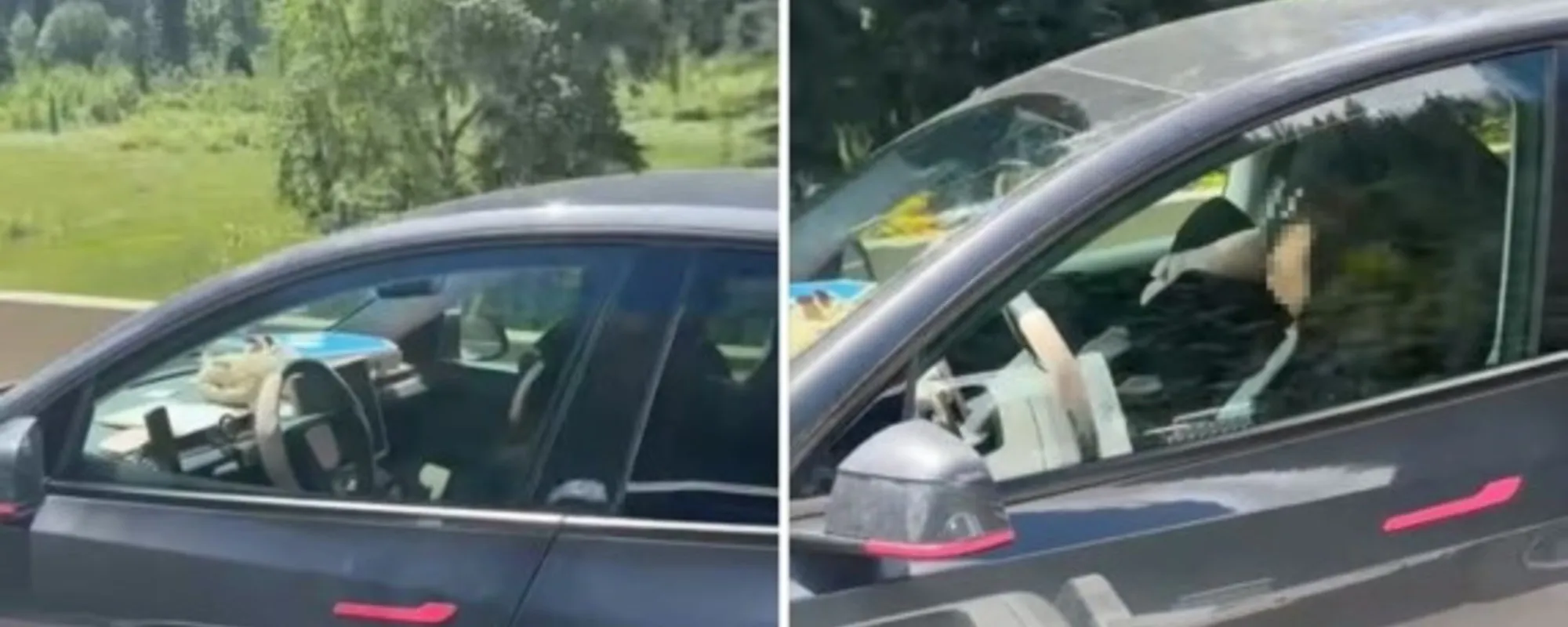 La mamma dorme, le bimbe dietro e l'auto va a 100km/h: la foto-choc in autostrada fa il giro del mondo