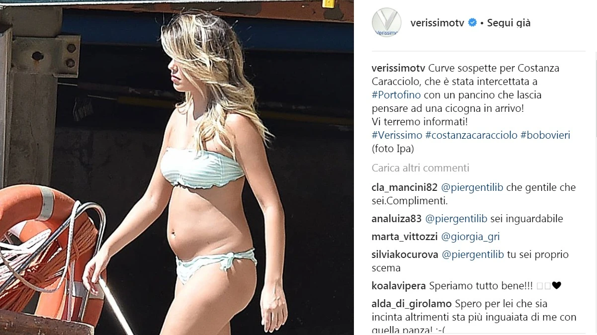 Bobo Vieri e Costanza Caracciolo genitori? Secondo Verissimo lei ha un pancino sospetto