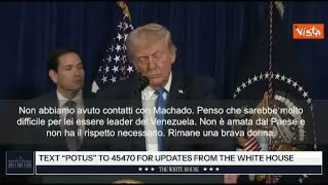 Leggi l'articolo: Trump: Machado non è amata dal Venezuela. Difficile che sia leader