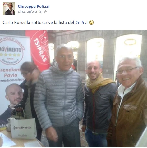 Carlo Rossella firma la lista del candidato M5S di Pavia