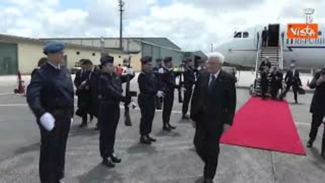 L'arrivo del Presidente Sergio Mattarella a Coimbra in Portogallo