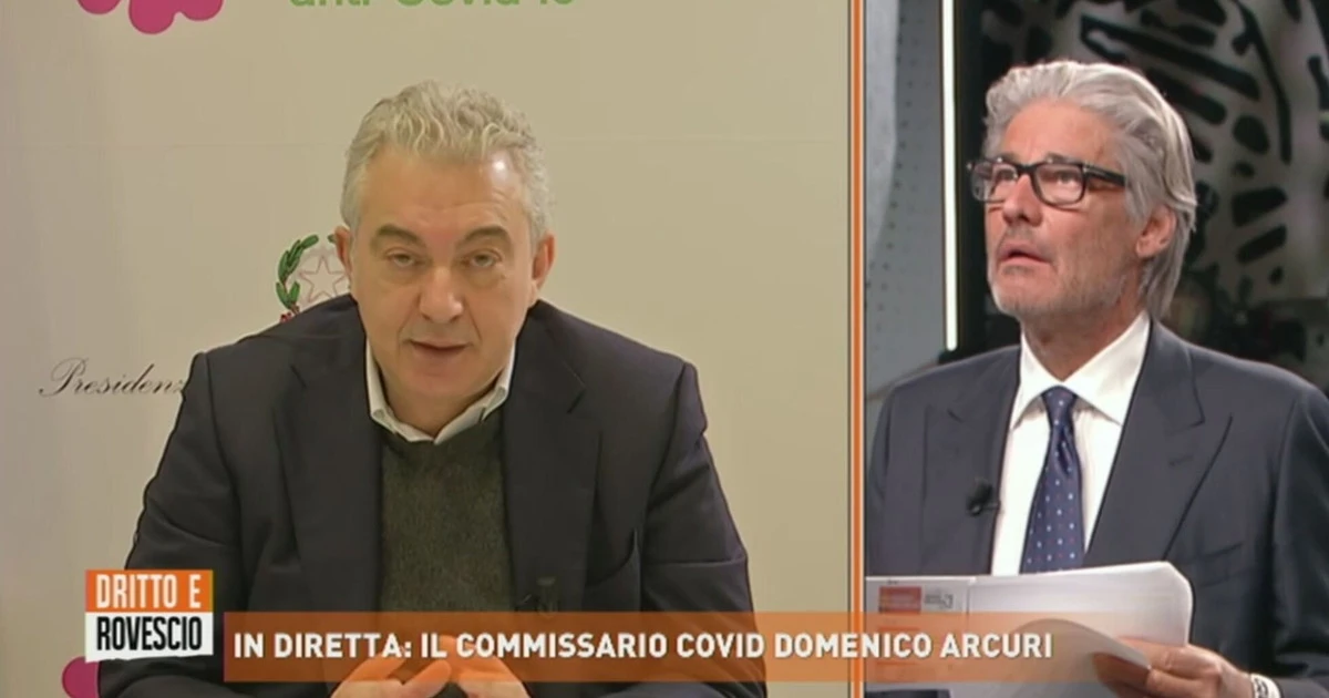 Dritto e rovescio, "che facciamo Arcuri, anche noi?". A Del Debbio basta una domanda: commissario incastrato